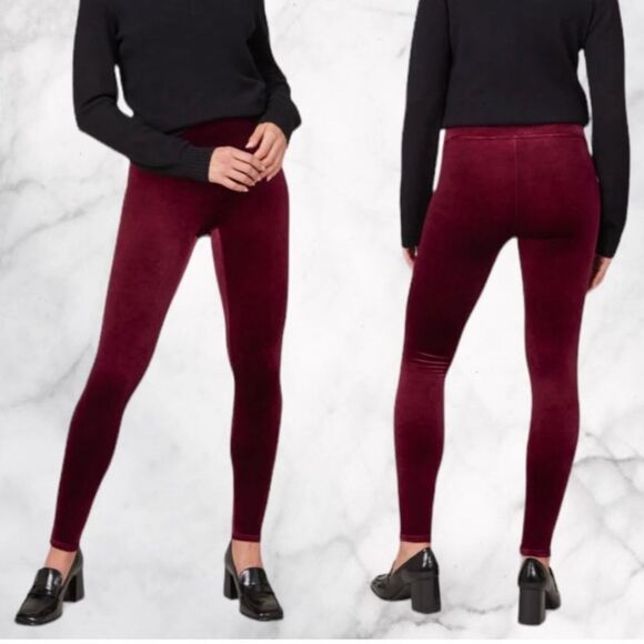 NWT Spanx Velvet Leggings Rich Burgundy size XS - Picture 13 of 14